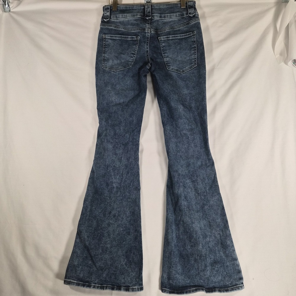 Y2k Low Rose 2000s Super Flare Jeans Size 1/25W Acid Wash - Picture 3 of 13
